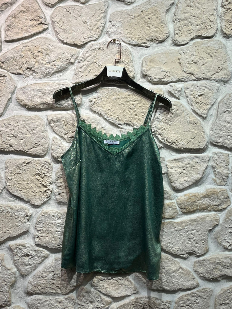 Grossiste Christy - Débardeur Bretelle ajustable Fluide Col dentelle