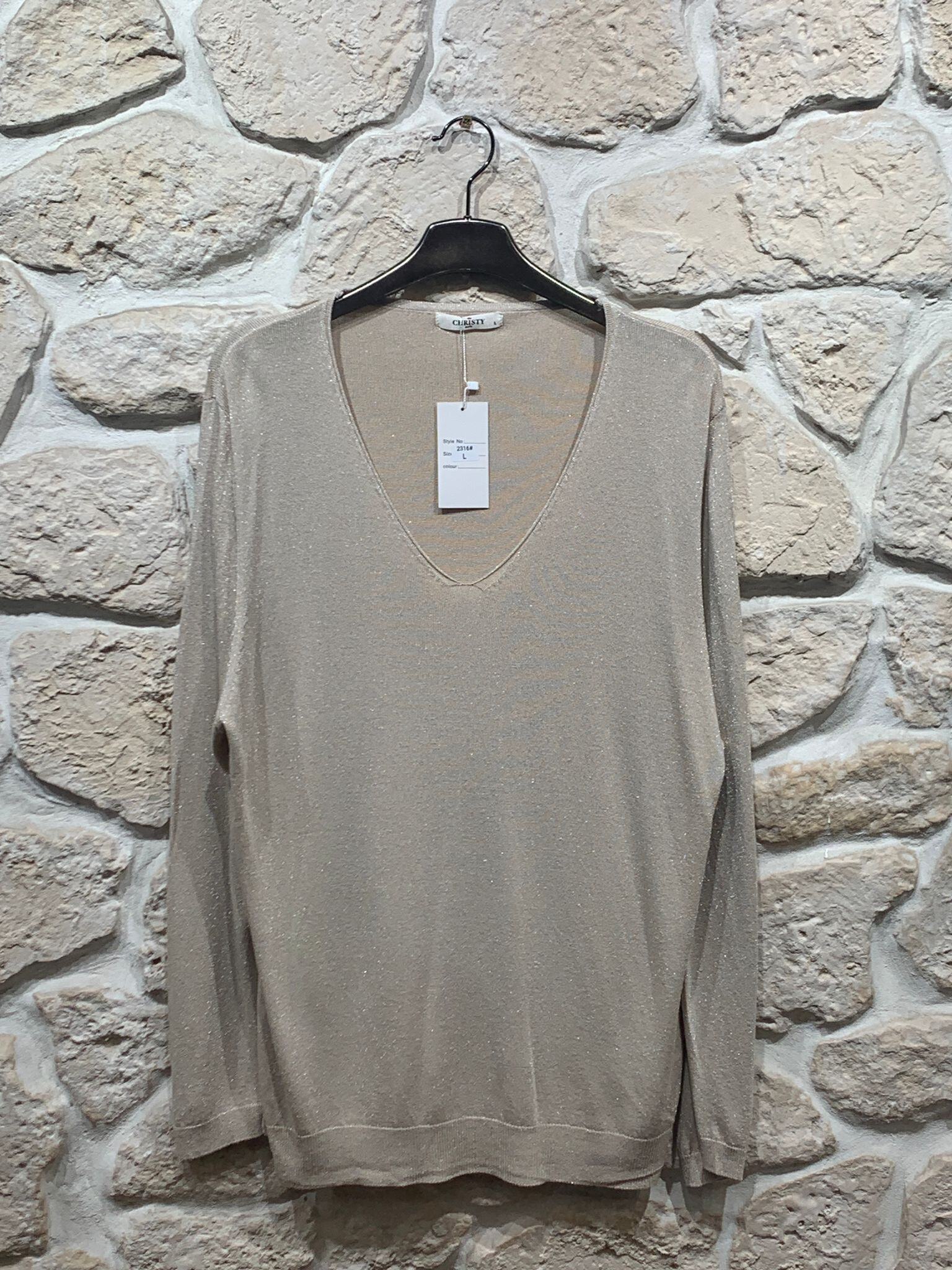Wholesaler Christy - Shiny solid V-neck sweater