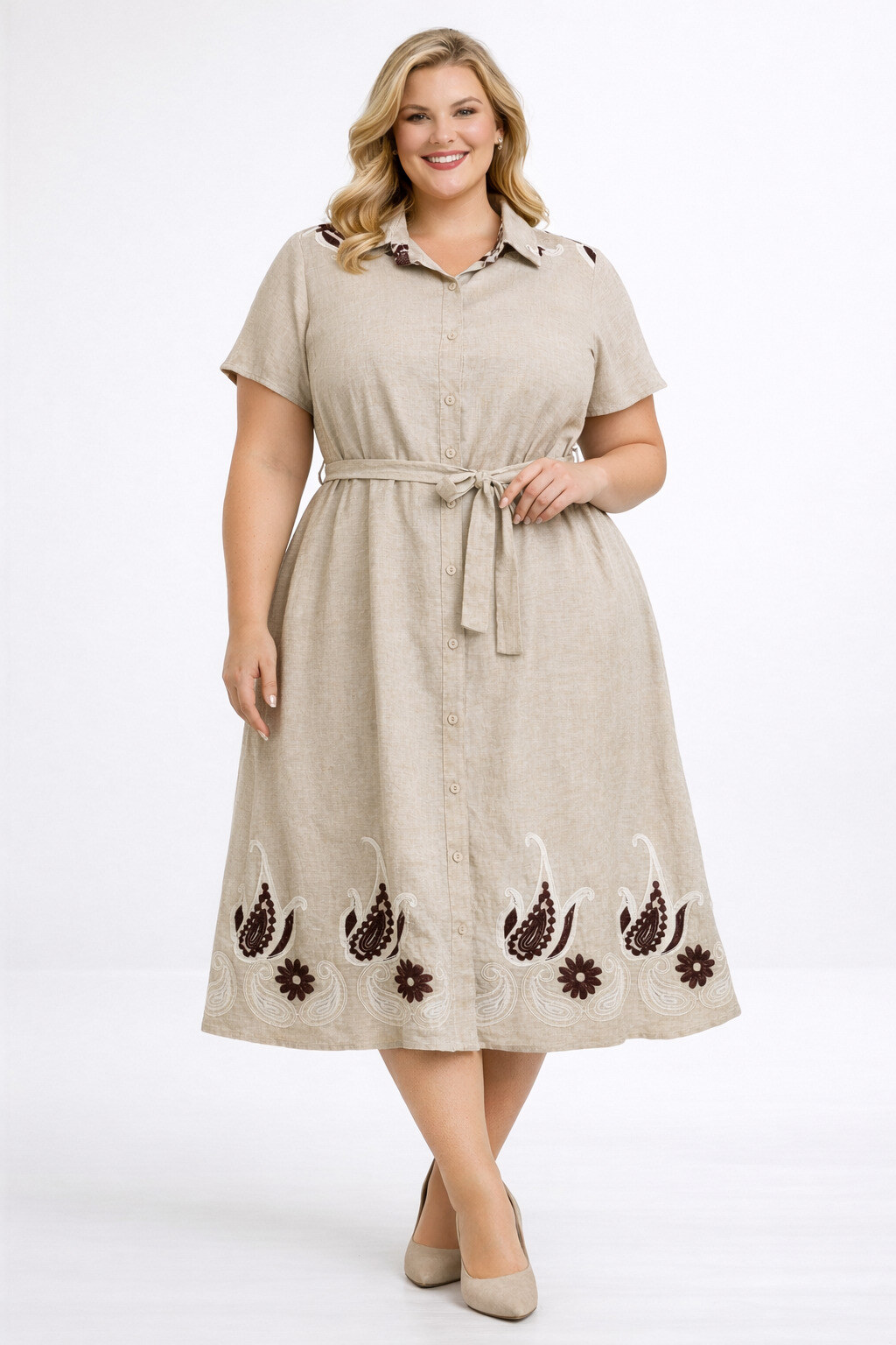 Plus size embroidered shirt dress | Paris Fashion Shops