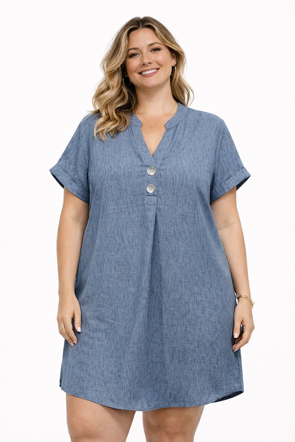 knee length dresses for ladies Linen Tunic Dress, Plus Sizes – Old Linen Mill main image 0