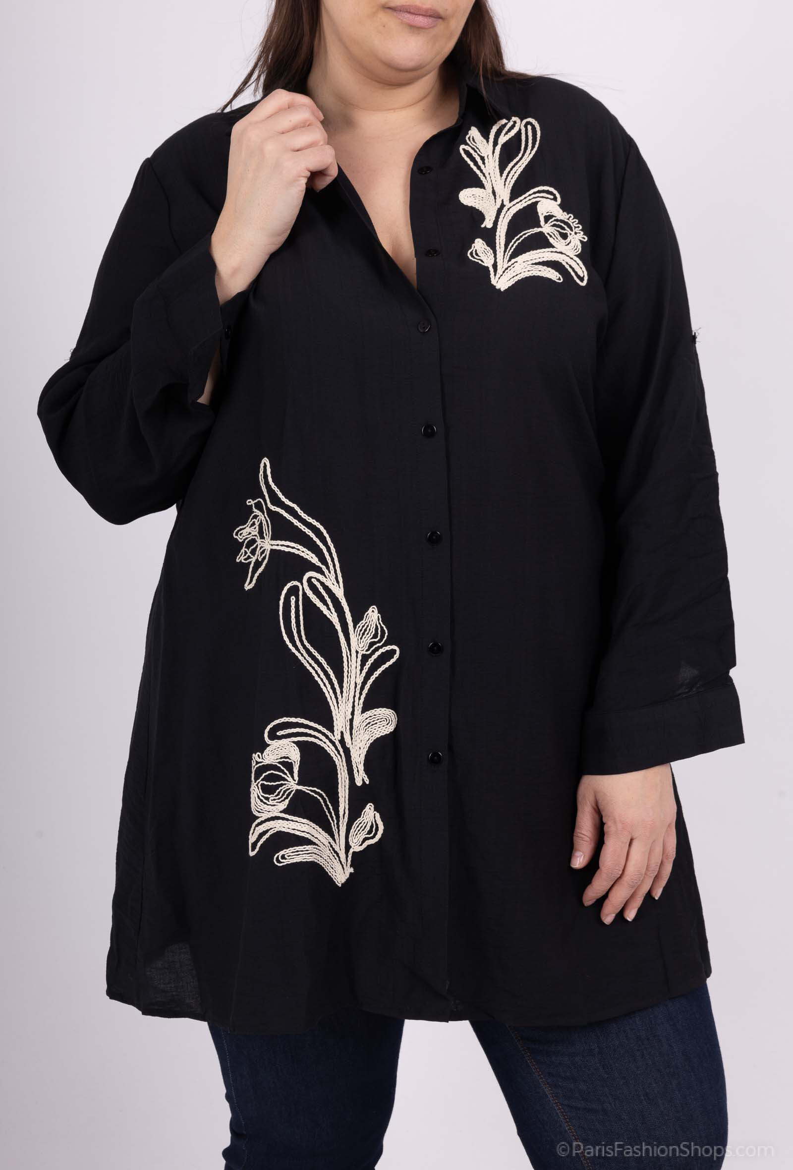 Wholesaler Christy - Embroidered shirt dress *Lyocell *