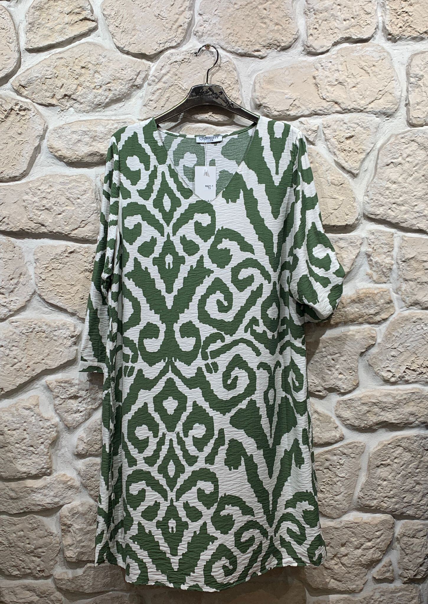 Mayorista Christy - Vestido midi estampado con cuello en V y lazo