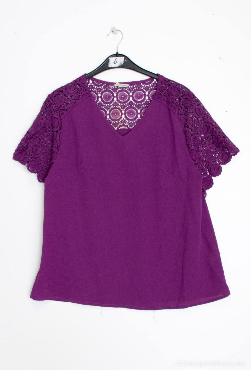 Mayorista Christy - Blusa manga corta encaje liso