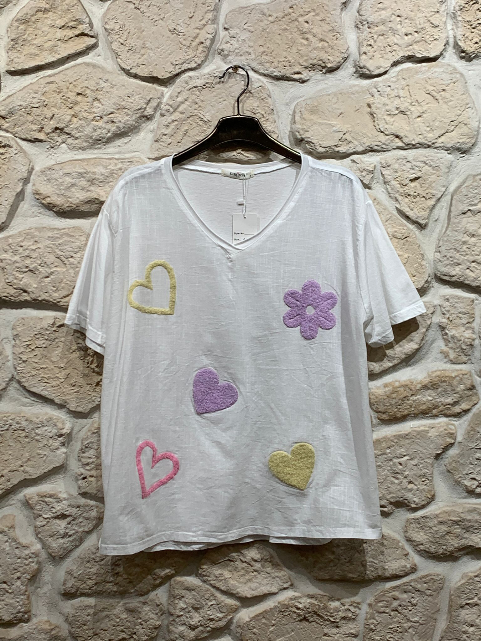 Top manche courte en coton 100%, idéal pour l'été, conçu pour les grandes tailles - Fabriqué en Chine, collection Printemps/Été 2025.