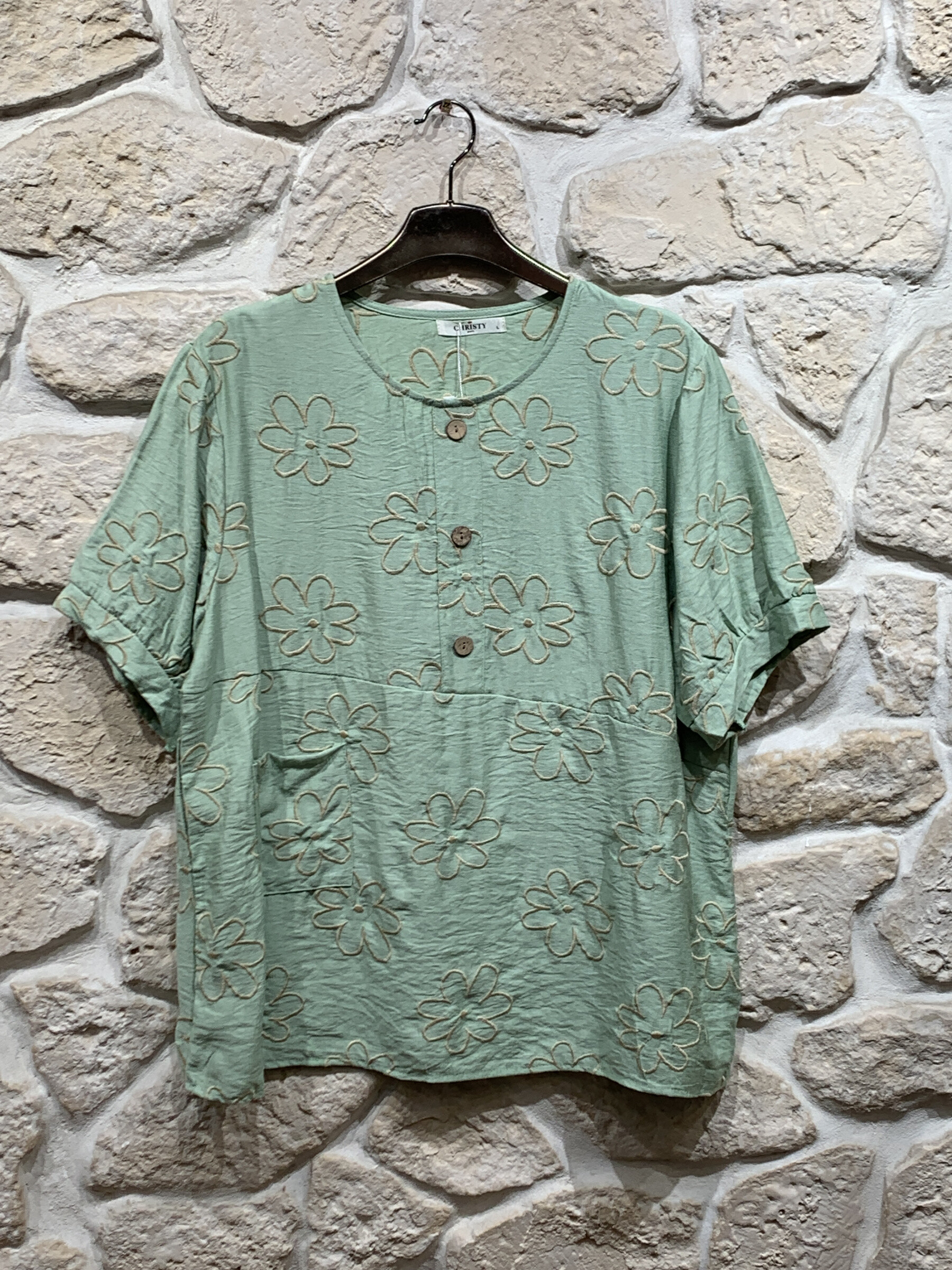 Wholesaler Christy - Top short handle embroidered *Lyocell *