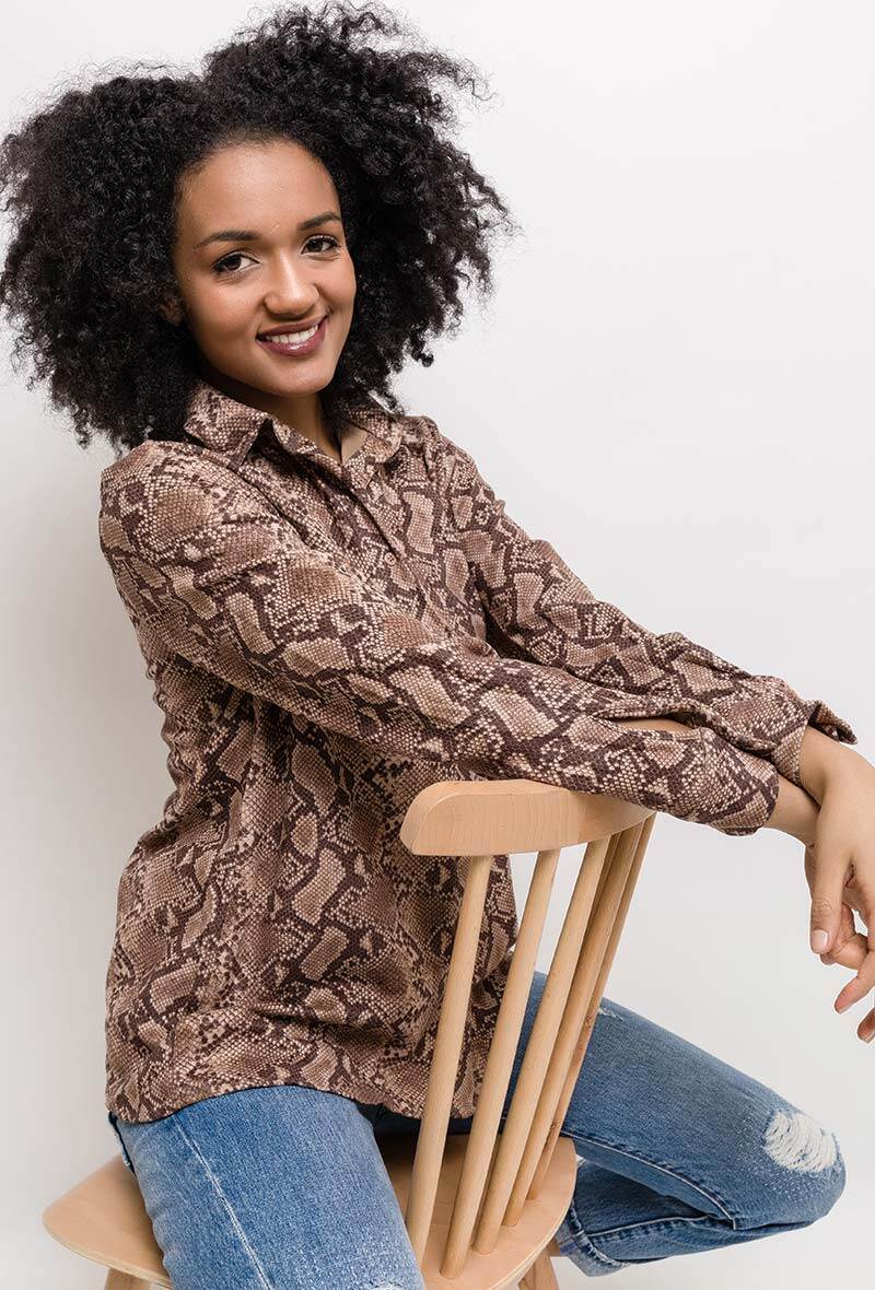 Suede shirt with python print - Image 3