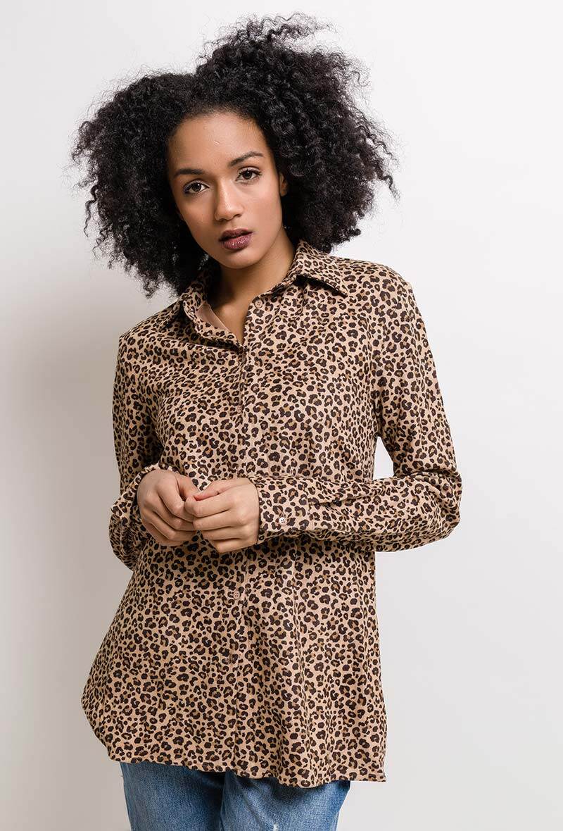 Suede shirt with leopard print - Image 3