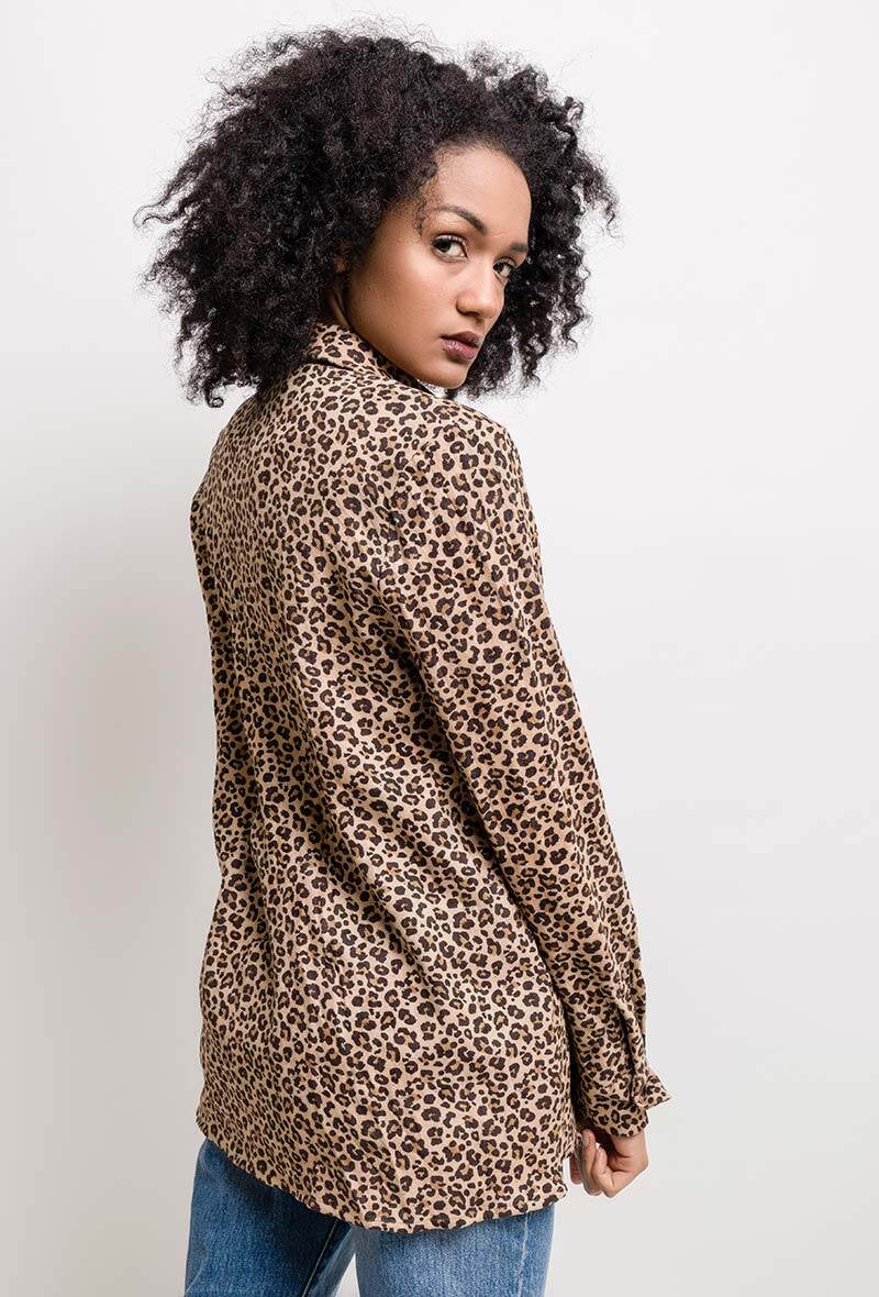 Suede shirt with leopard print - Image 4