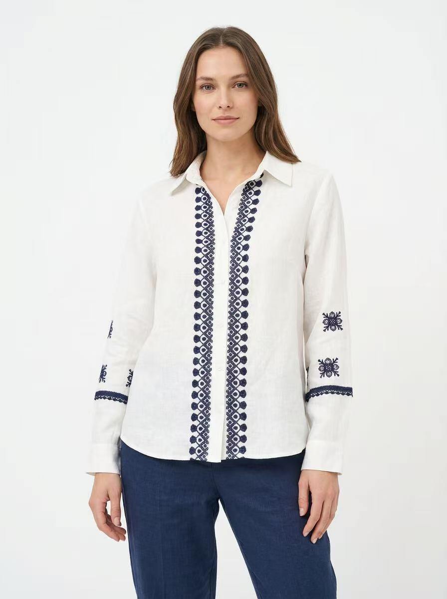 Timeless Elegance Embroidered Linen Shirt