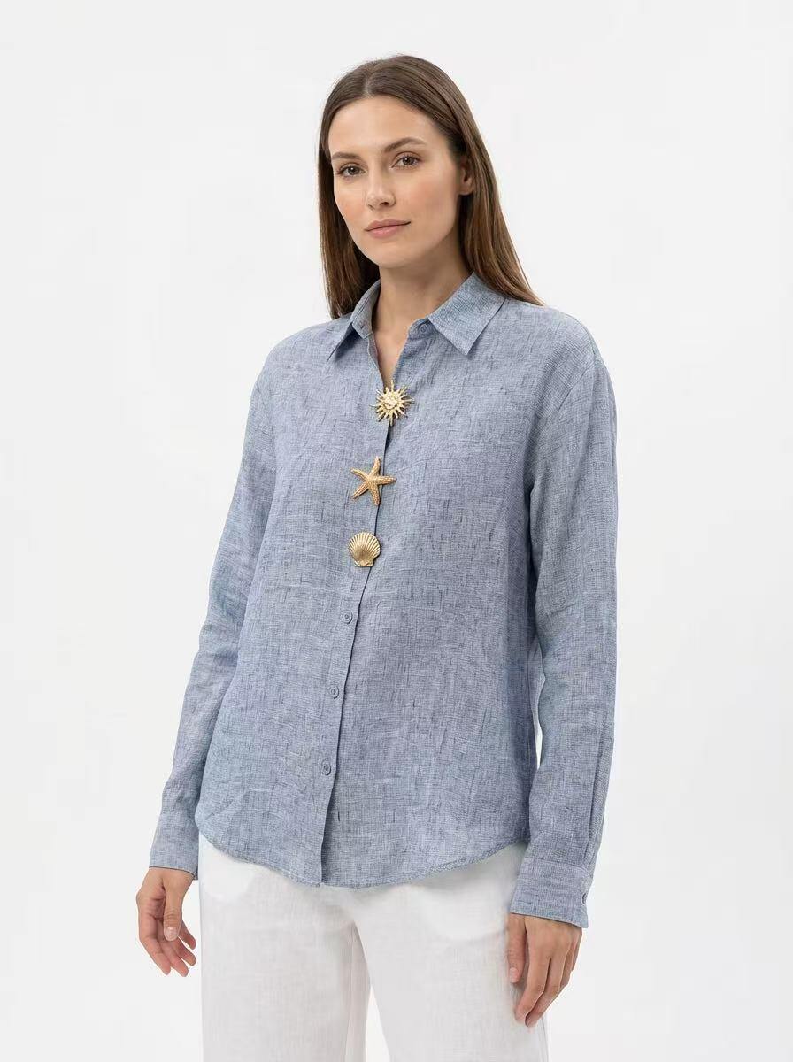 Classic Blended Linen Blouse