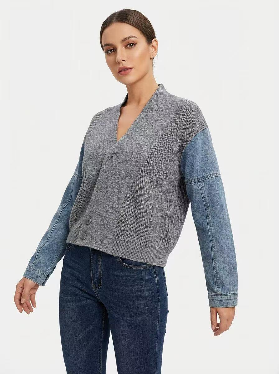 Denim sleeve vest