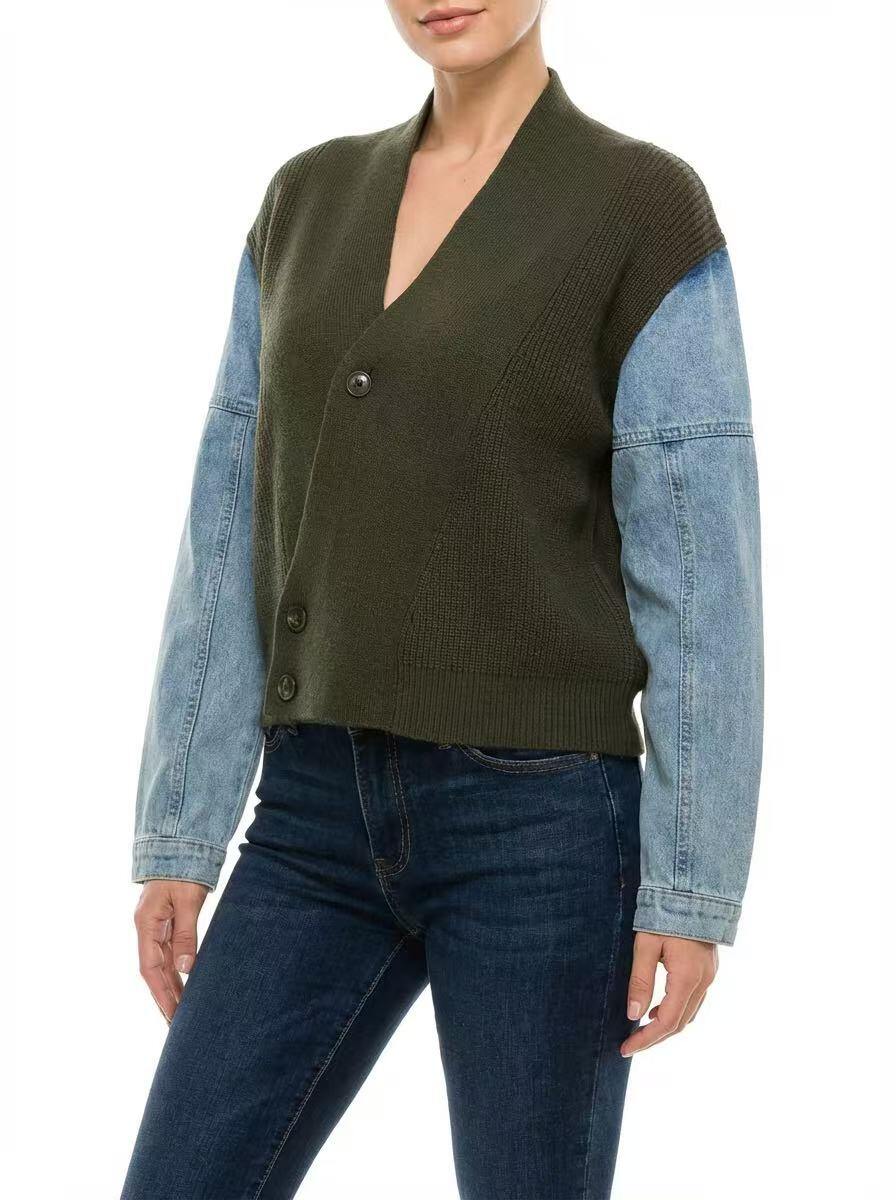 Denim sleeve vest