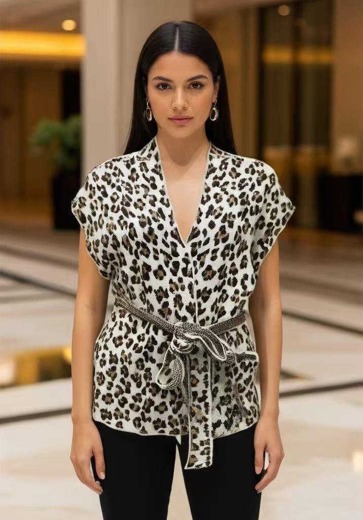 Gilet smanicato leopardato - Image 2