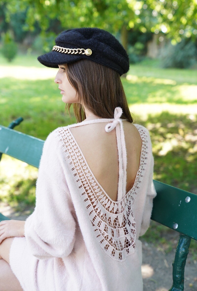 Pull long dentelle au dos - Image 6