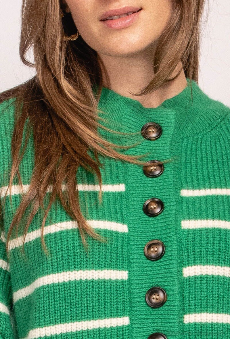 Jersey rayado en punto de canalé con cuello abotonado - Image 10