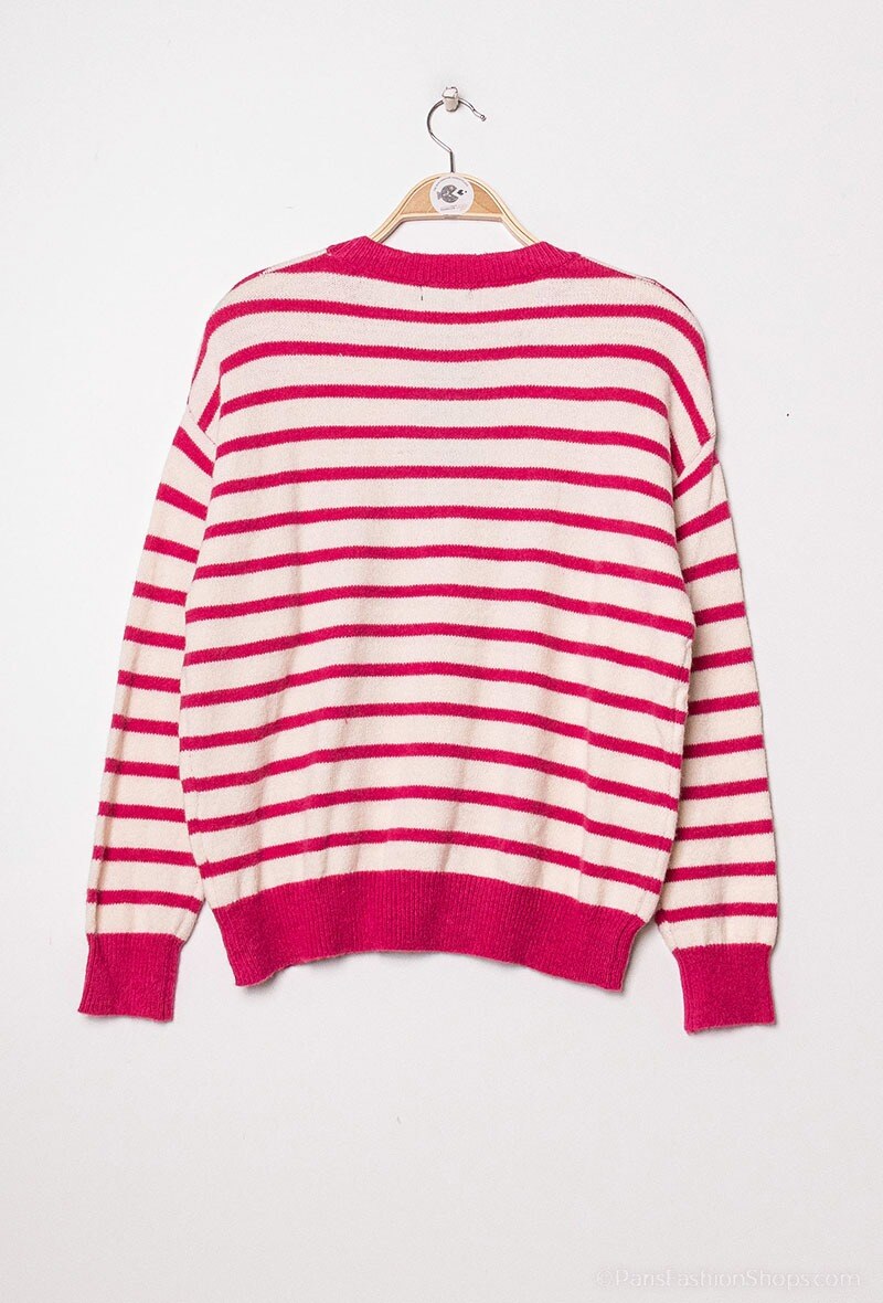 Pull en maille rayé à inscription - Image 2