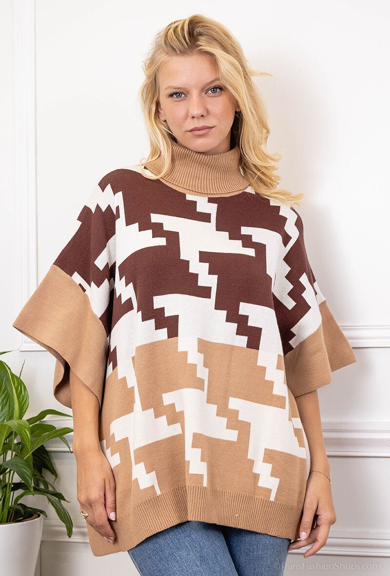 Poncho mit geometrischem Muster - Image 1