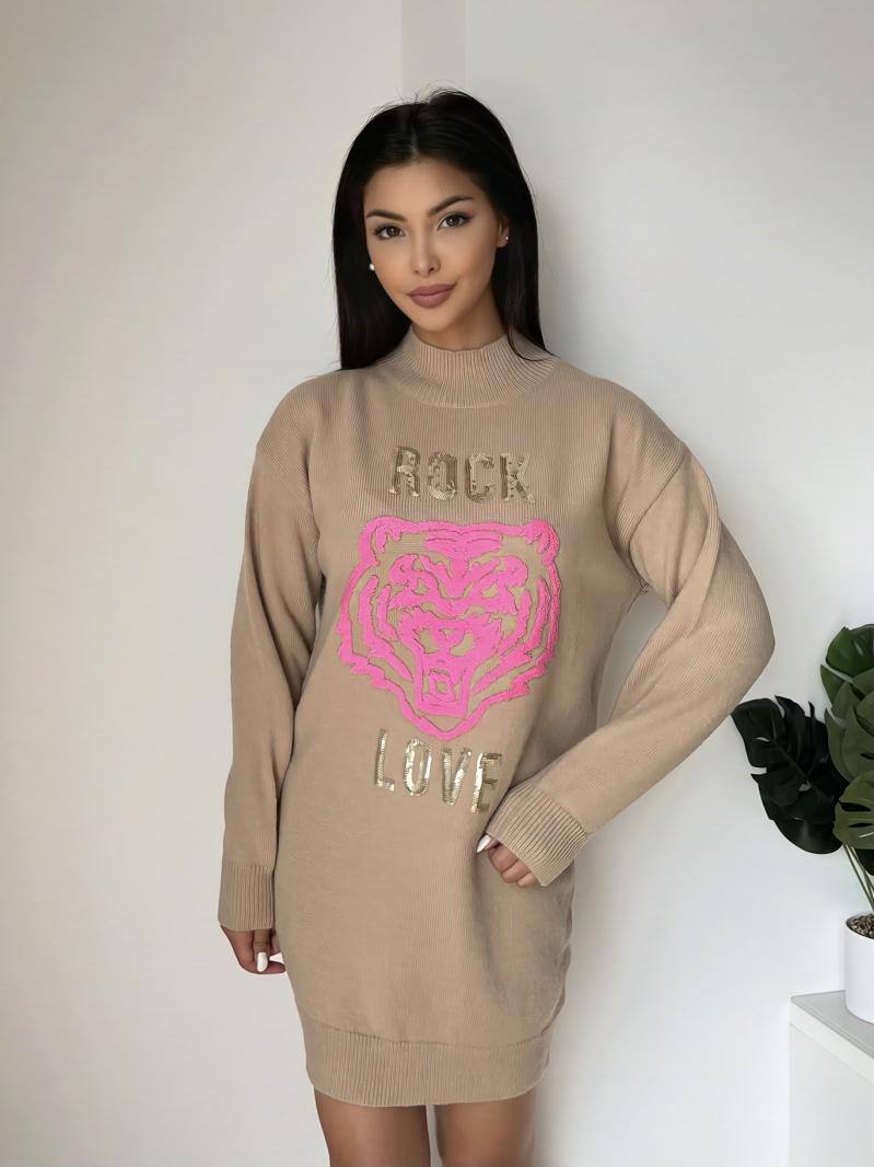Maglione lungo con scollo a V - Image 4