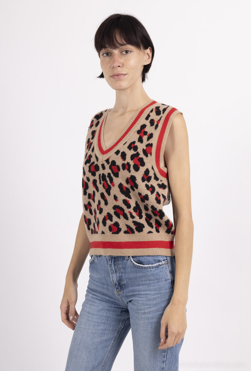 Ärmelloser Pullover mit Leopardenmuster - Image 2