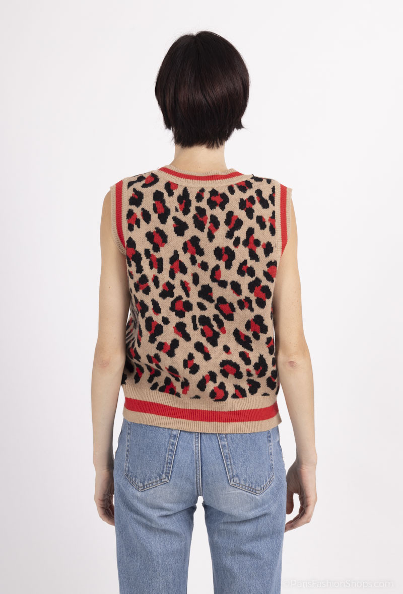 Ärmelloser Pullover mit Leopardenmuster - Image 4