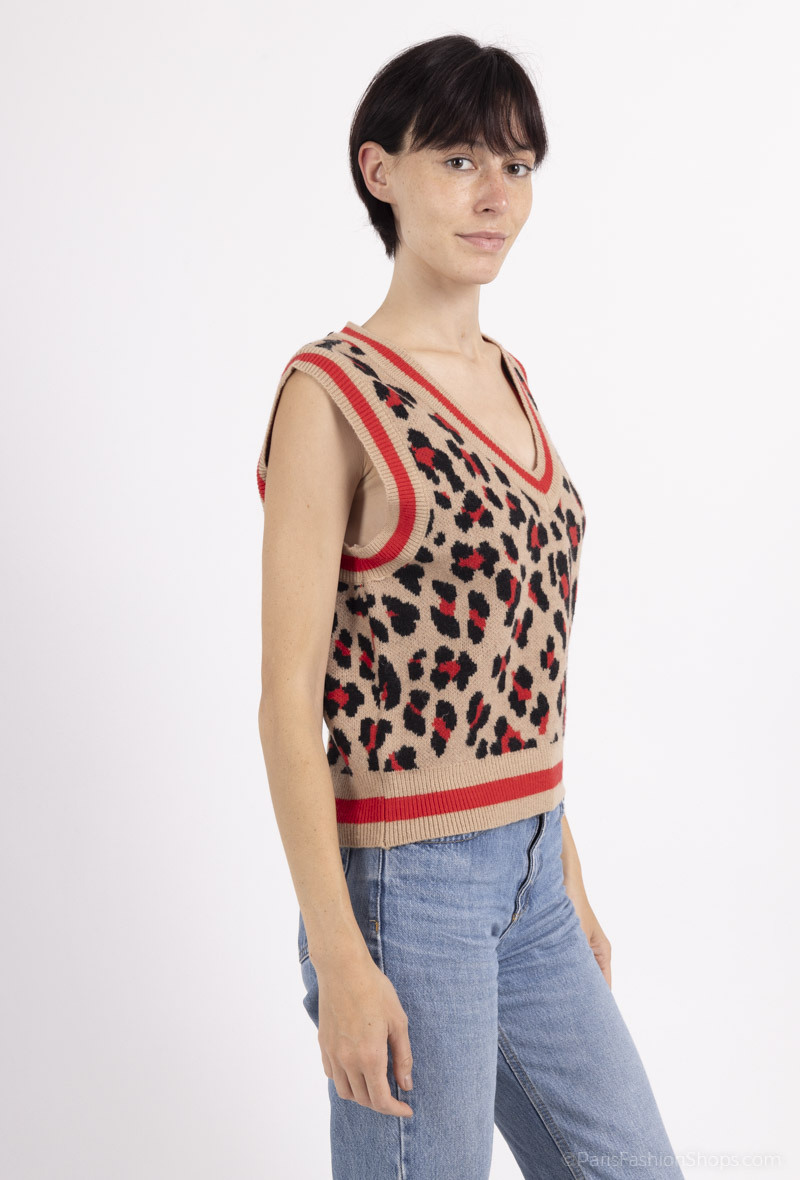 Ärmelloser Pullover mit Leopardenmuster - Image 3