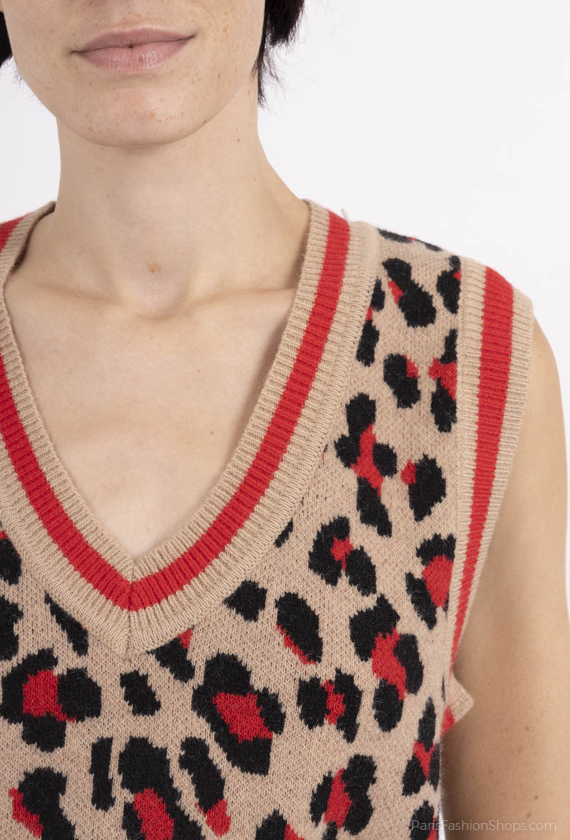 Ärmelloser Pullover mit Leopardenmuster - Image 5