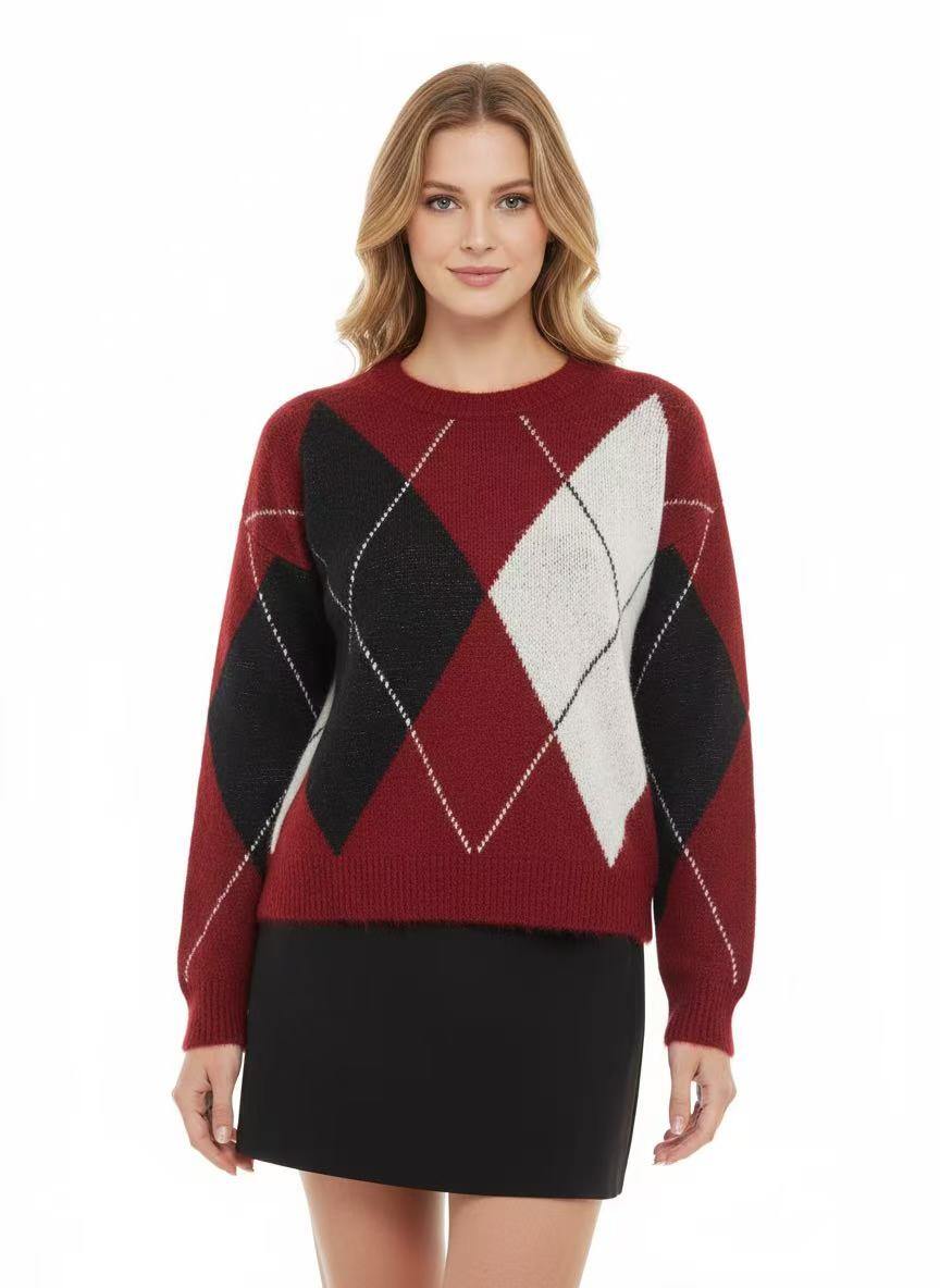 Diamond-patterned sweater - Image 1