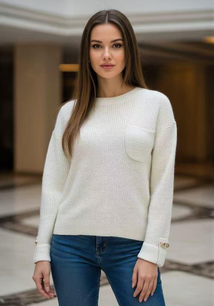 Sweater with buttoned sleeves - Image 2