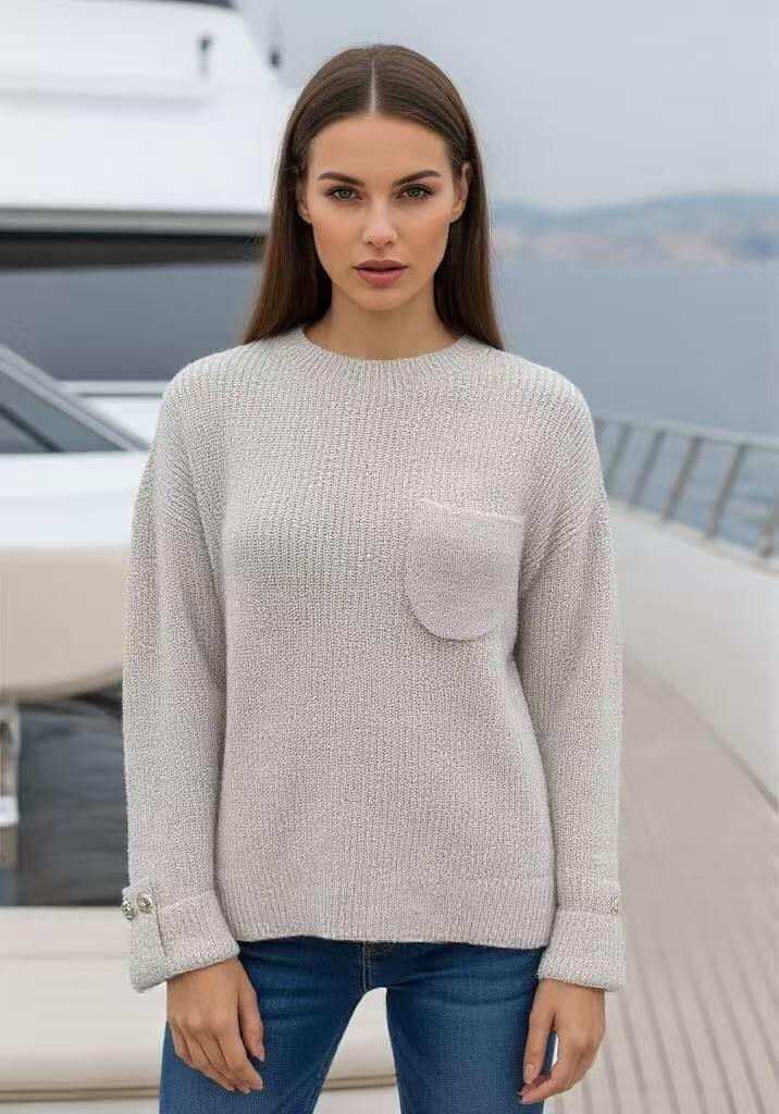 Sweater with buttoned sleeves - Image 7