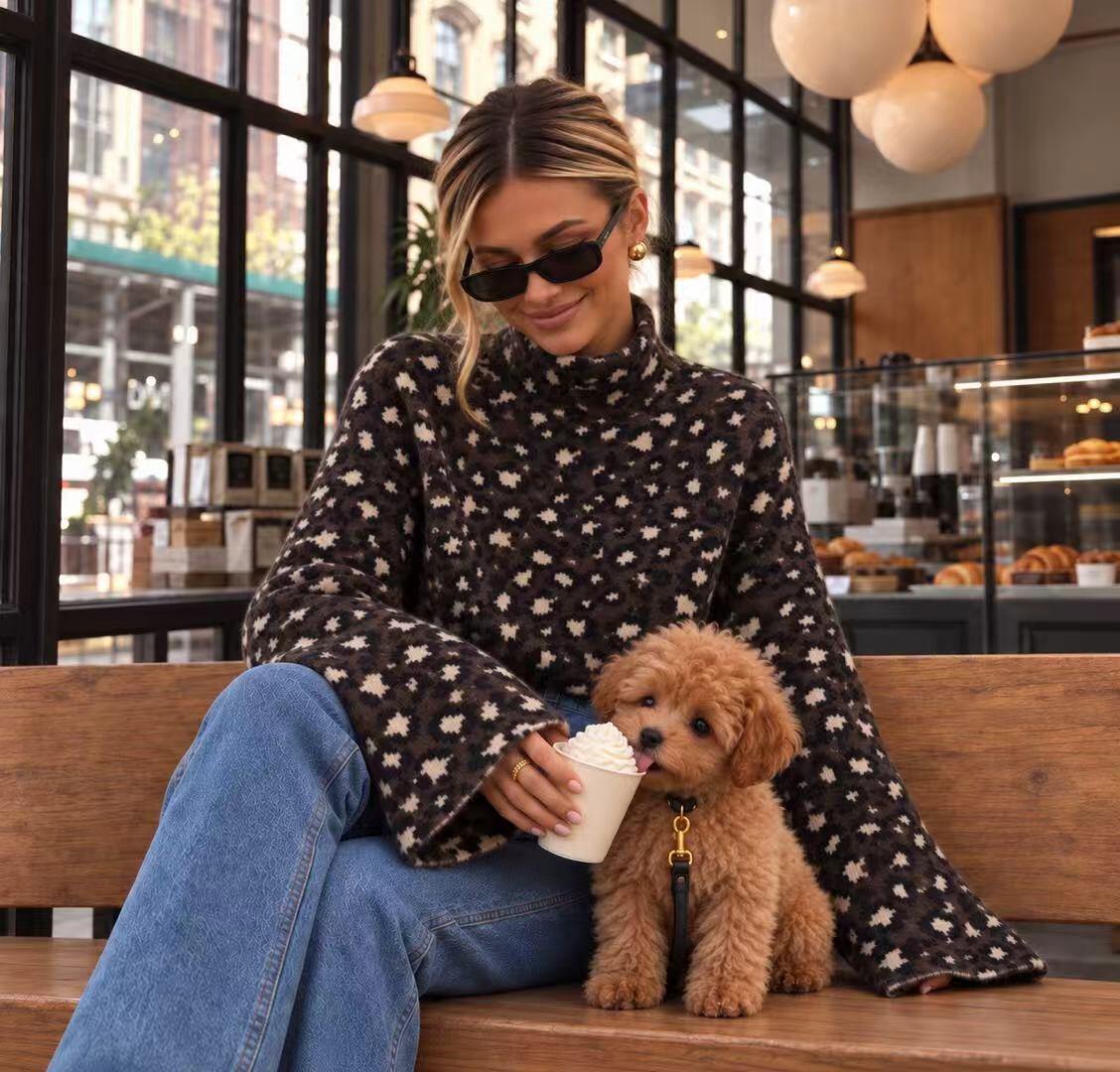 Großhändler Ciao Milano - Strickpullover mit Leopardenmuster
