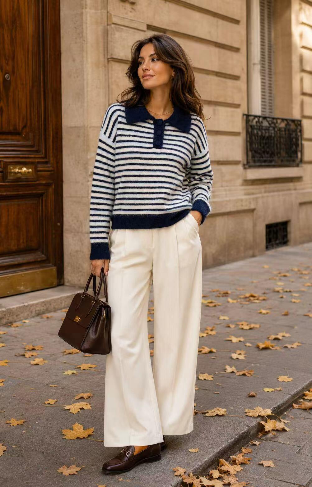 Grossista Ciao Milano - Maglione in maglia morbida a righe sottili