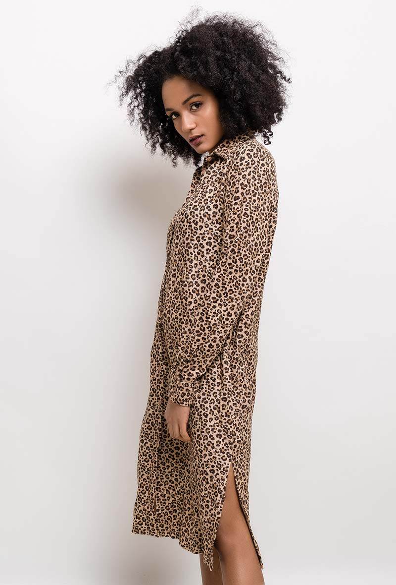 Suede shirt dress with leopard print - Image 3