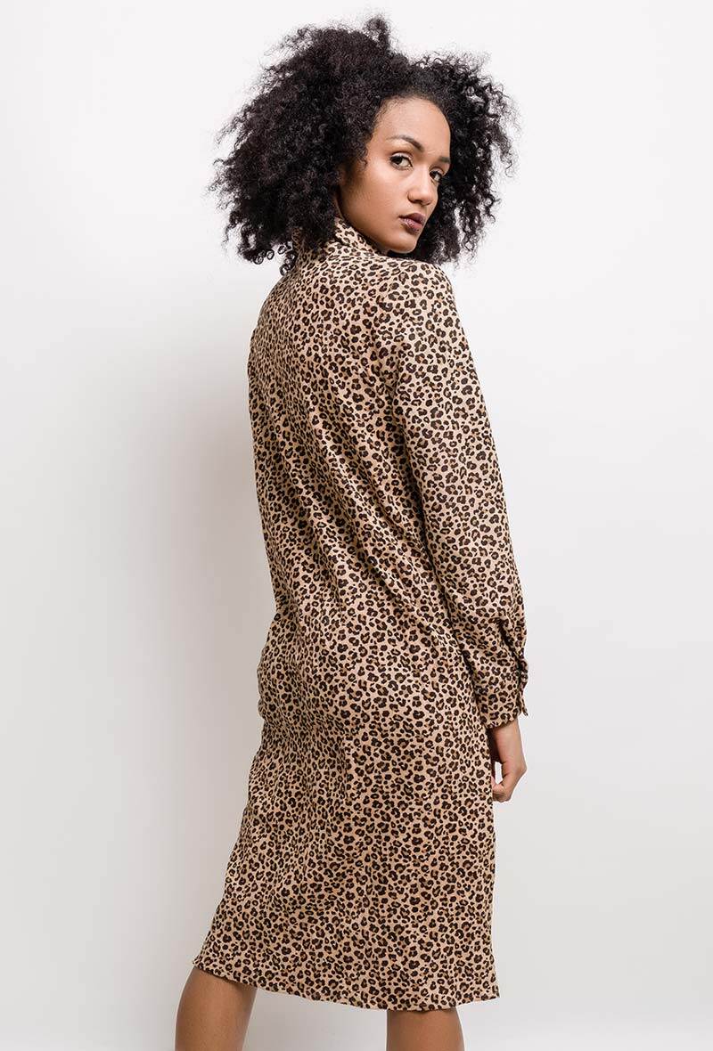 Suede shirt dress with leopard print - Image 4