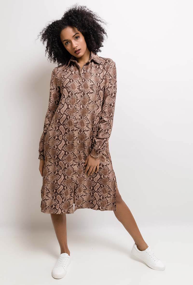 Grossiste Ciao Milano - Robe chemise effet daim à imprimé python
