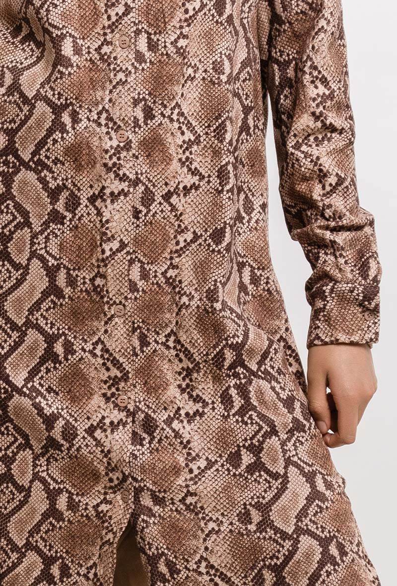 Suede shirt dress with python print - Image 2