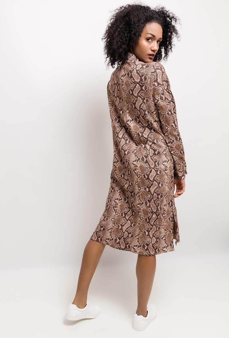 Suede shirt dress with python print - Image 4