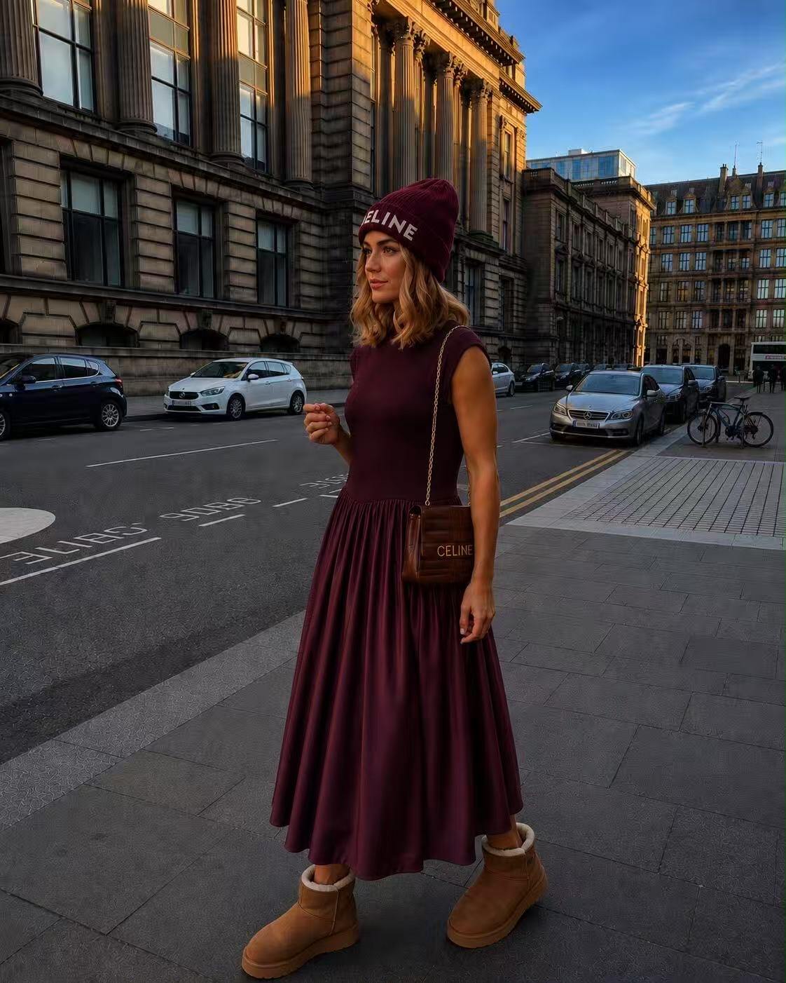 Mayorista Ciao Milano - Vestido largo sin mangas de dos tejidos