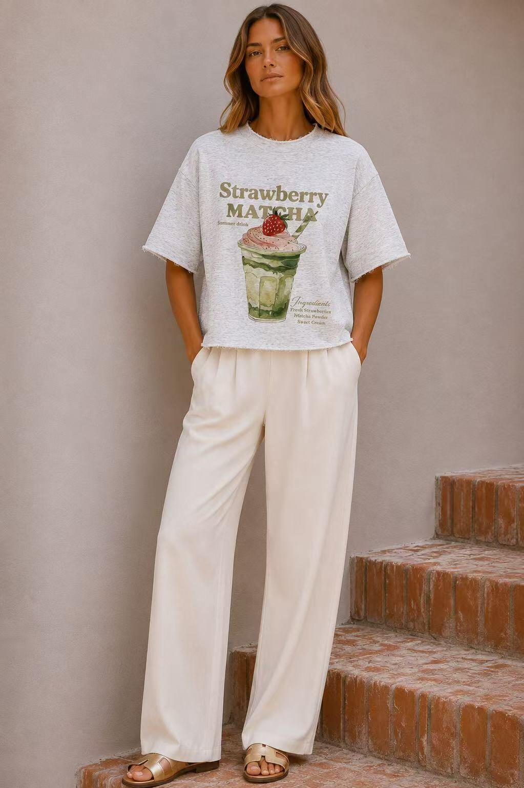 Grossiste Ciao Milano - Sweat T-shirt Strawberry Matcha
