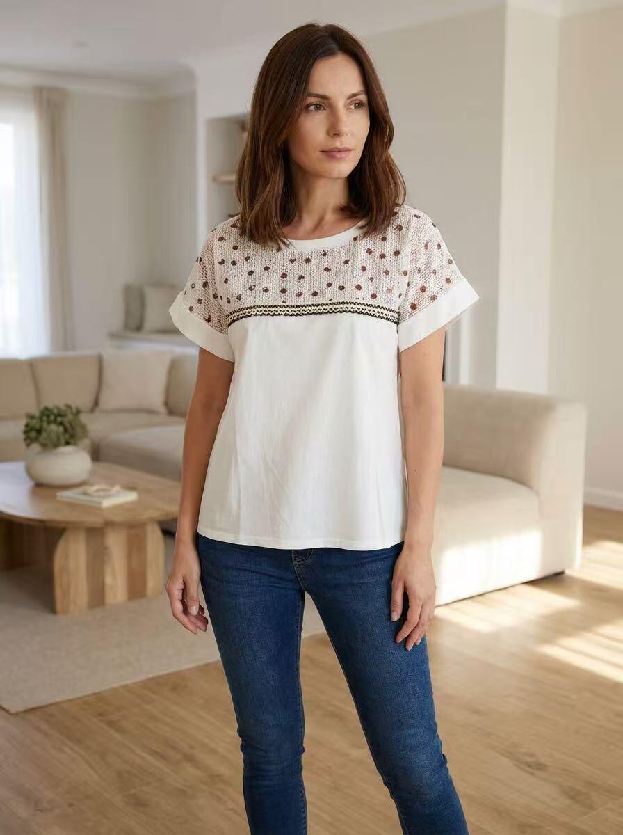 Tunic Ciao Milano Femme Taille M - Blanche Brodée En Viscose - Neuf Sans Étiquettes