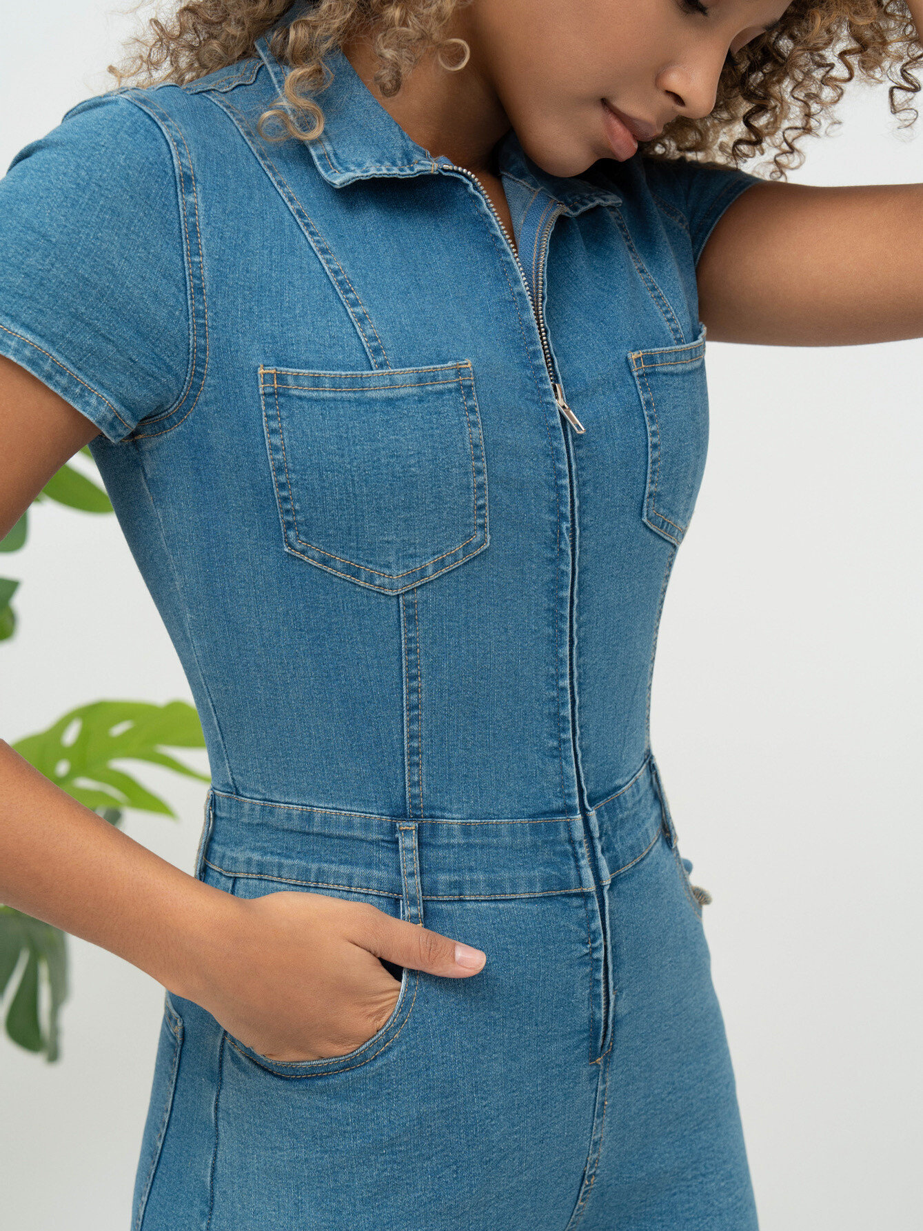 Grossiste Ciminy - COMBISHORT EN JEANS STRETCH