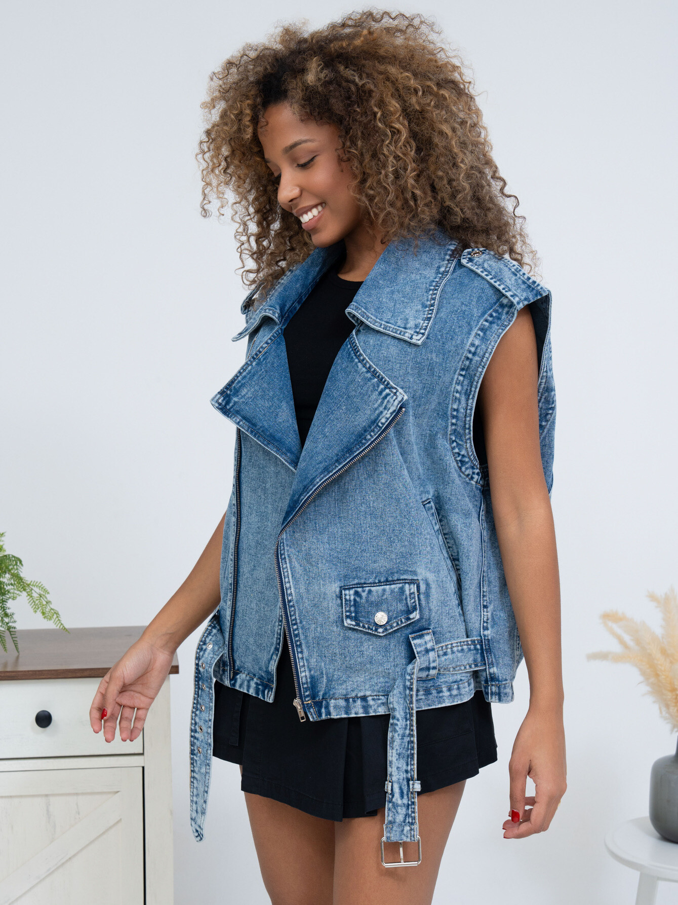 Grossista Ciminy - Giubbotto di perfatto di grandi dimensioni in jeans