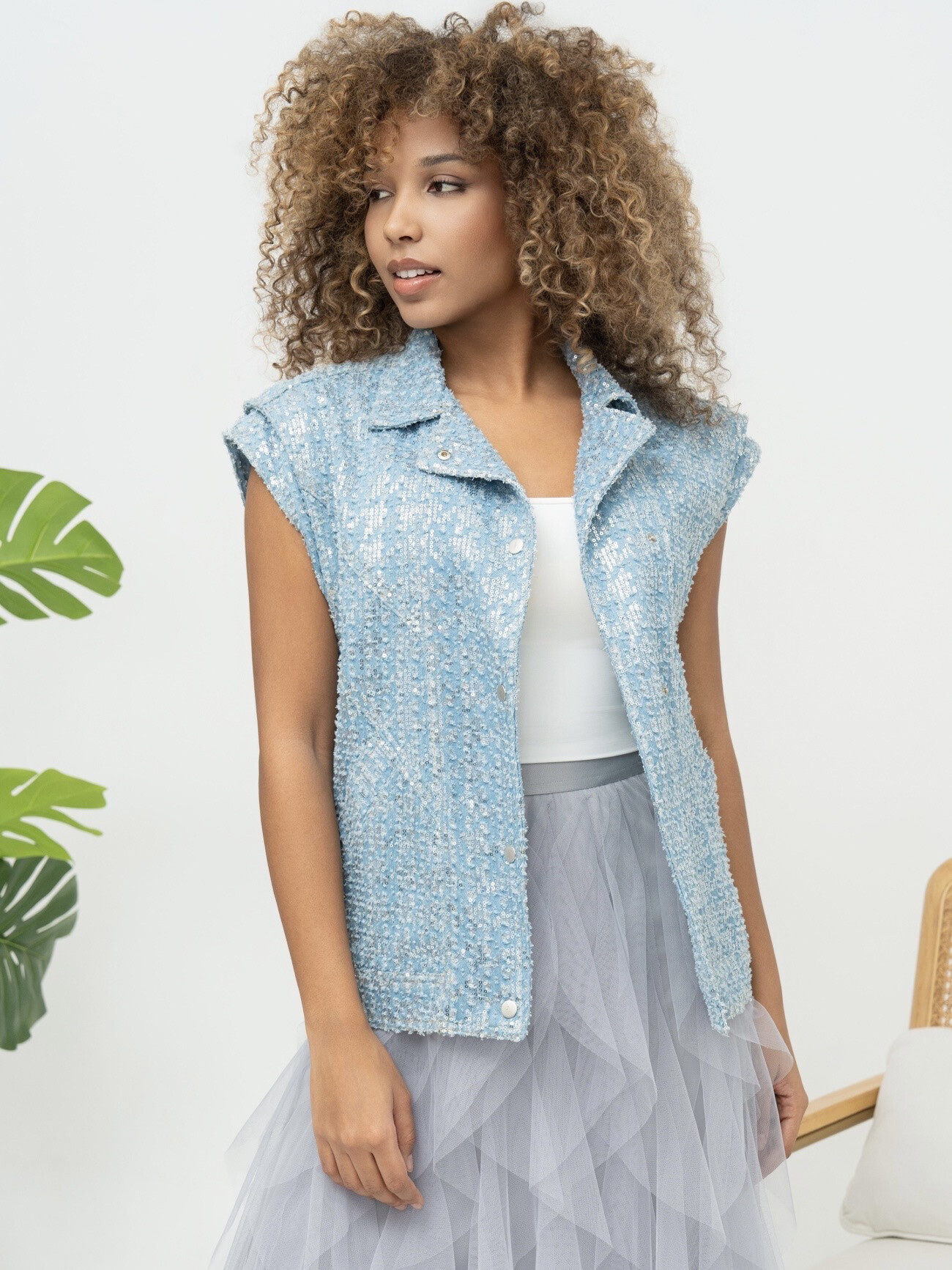 Grossista Ciminy - GILET DI JEANS CON PAILLETTES
