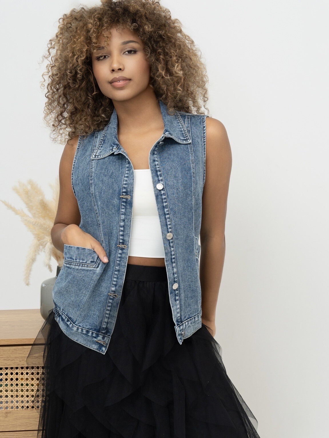 Grossiste Ciminy - VESTE SANS MANCHES EN JEAN