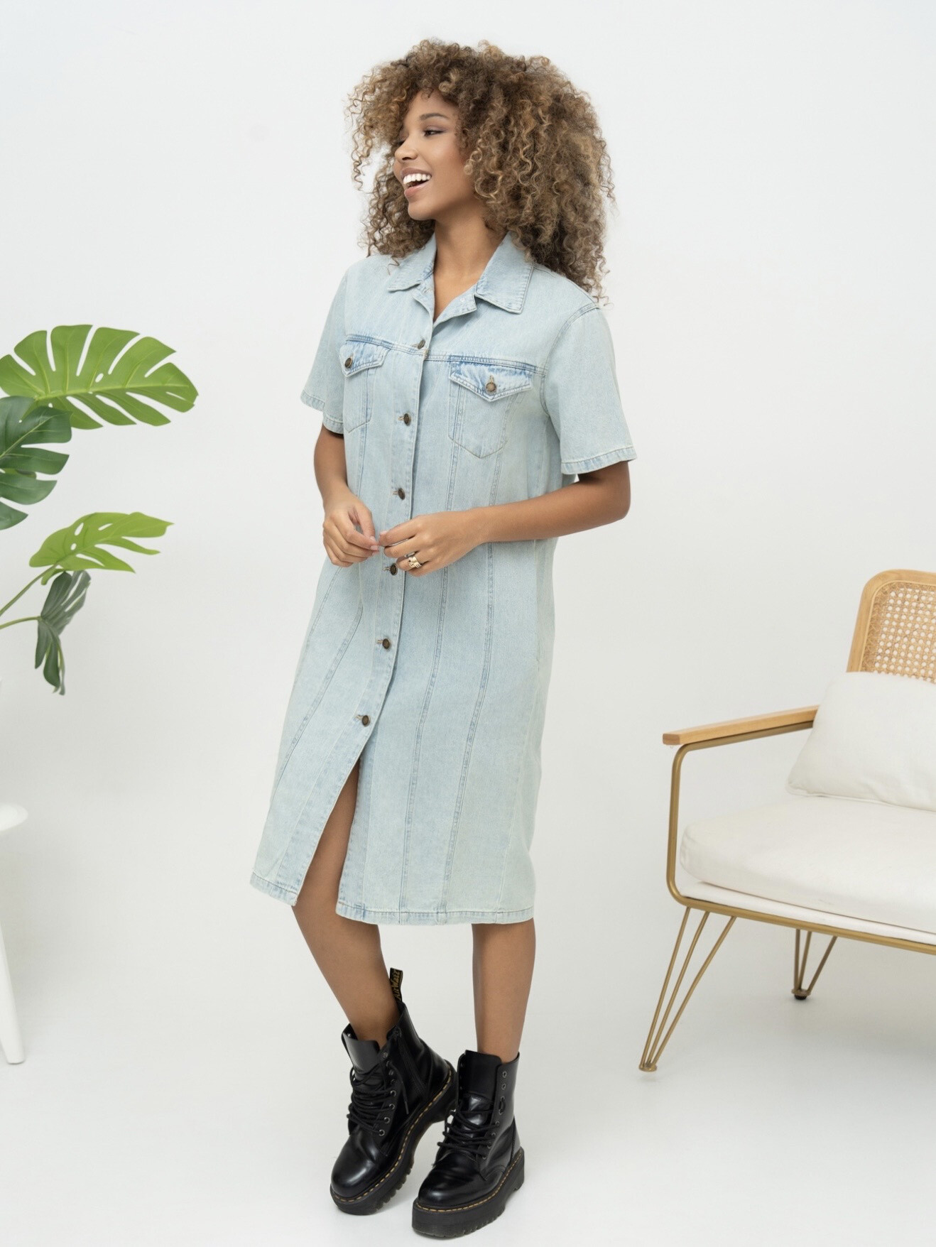 Grossiste Ciminy - ROBE CHEMISE EN JEANS