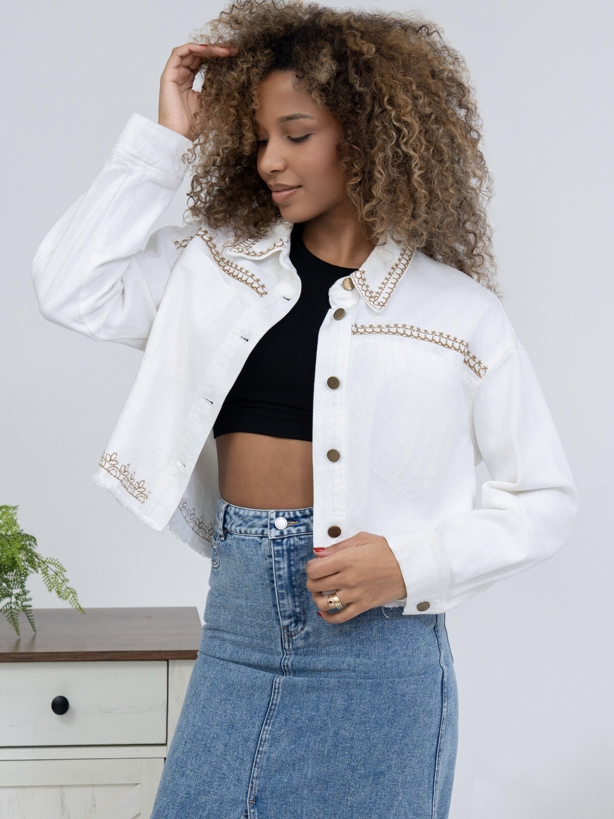 Grossiste Ciminy - VESTE BRODÉE OVERSIZED