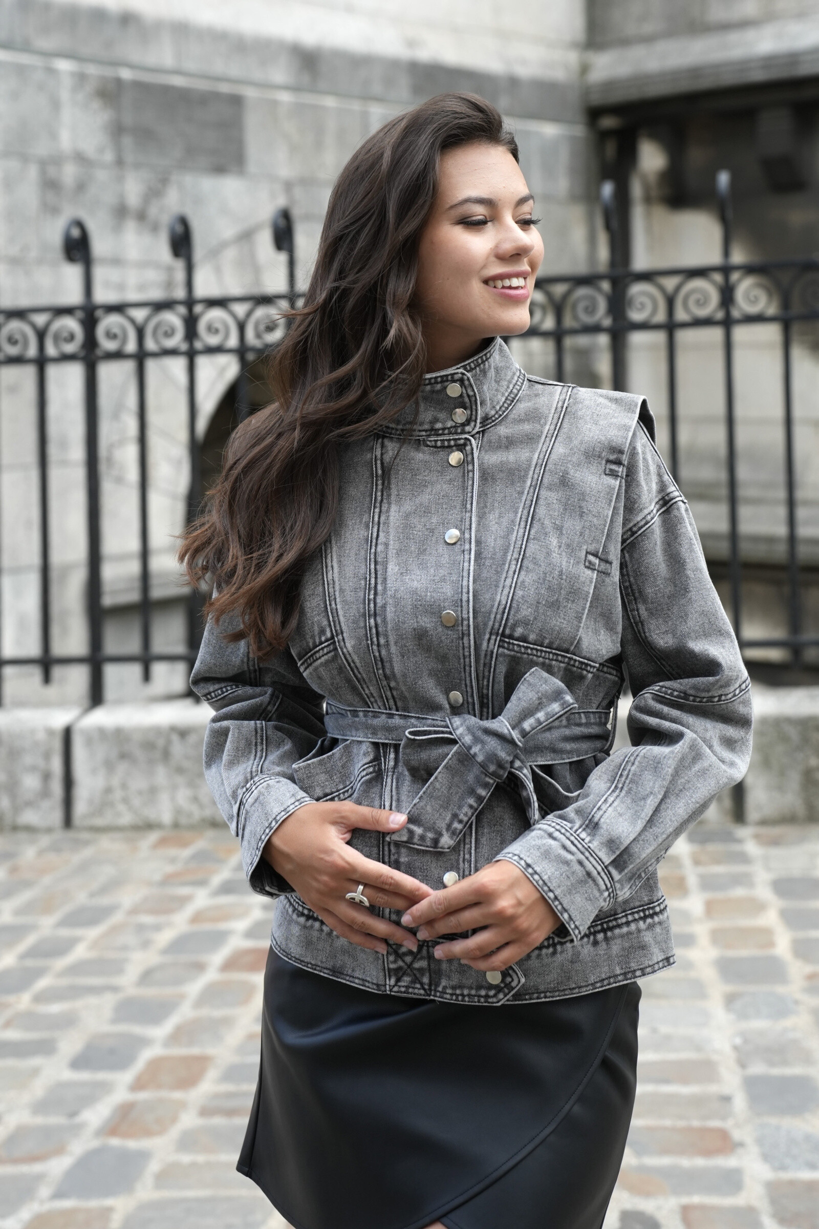 Grossiste Ciminy - Veste en jeans couleur délavée