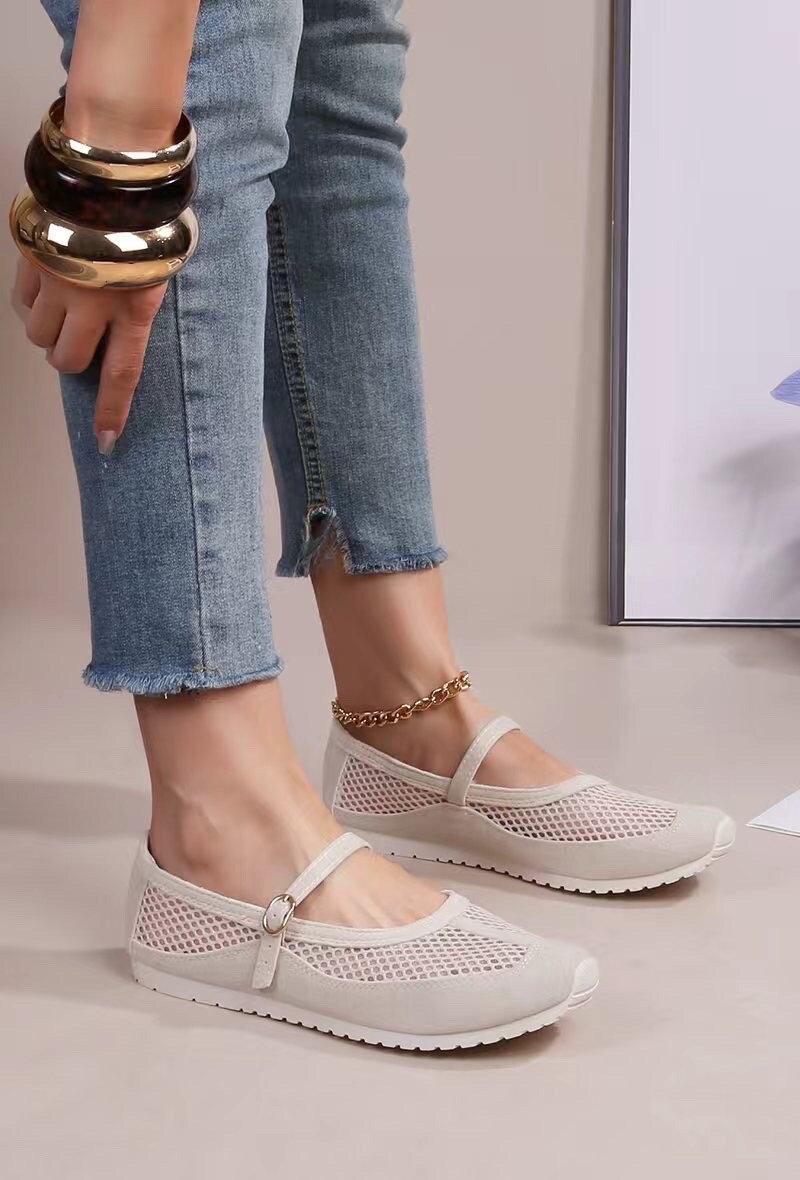 Grossiste Cink Me - Ballerines baskets en résille respirante et suédine à semelle sport et bride avec boucle ajustable