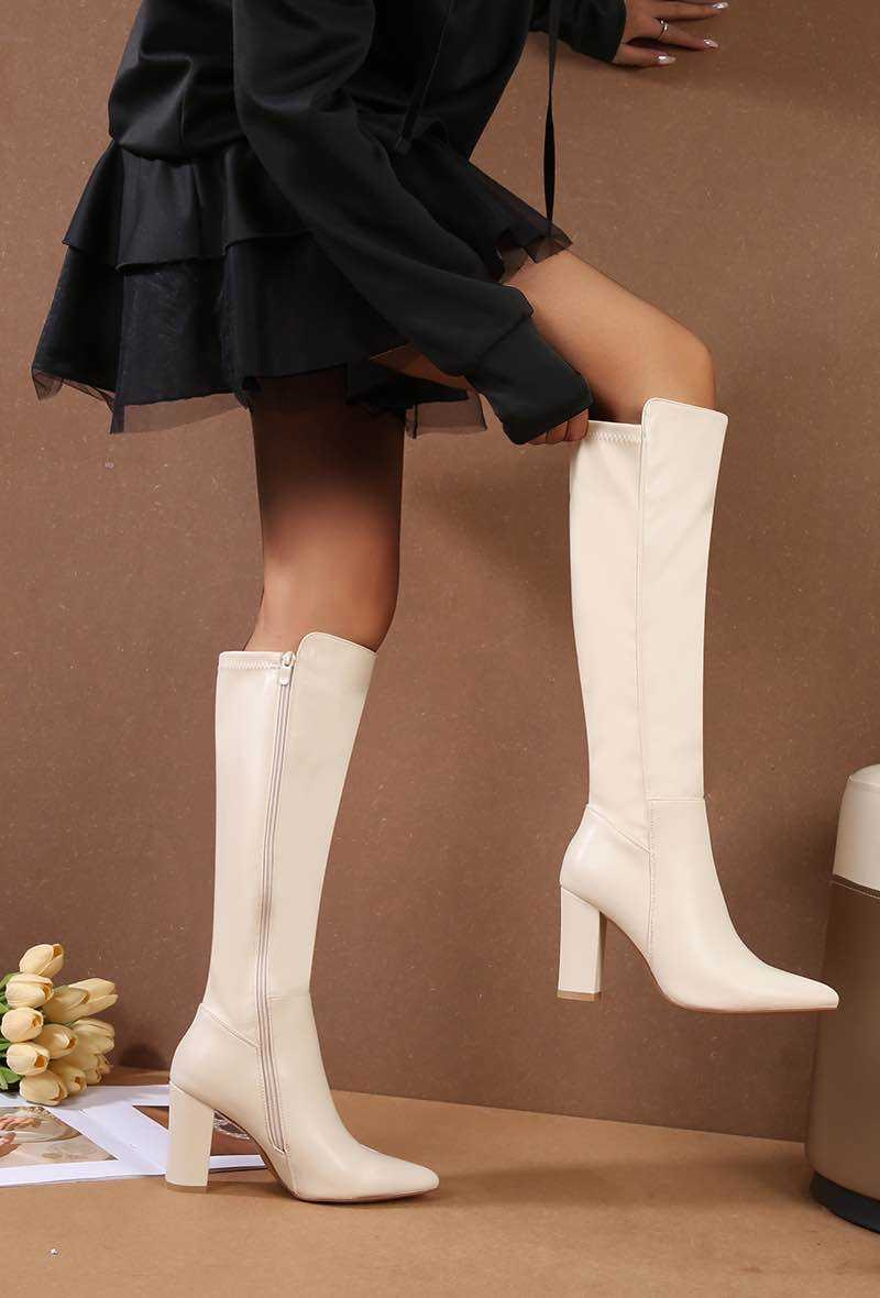 Grossiste Cink Me - Bottes montantes à bout pointu et talon en simili