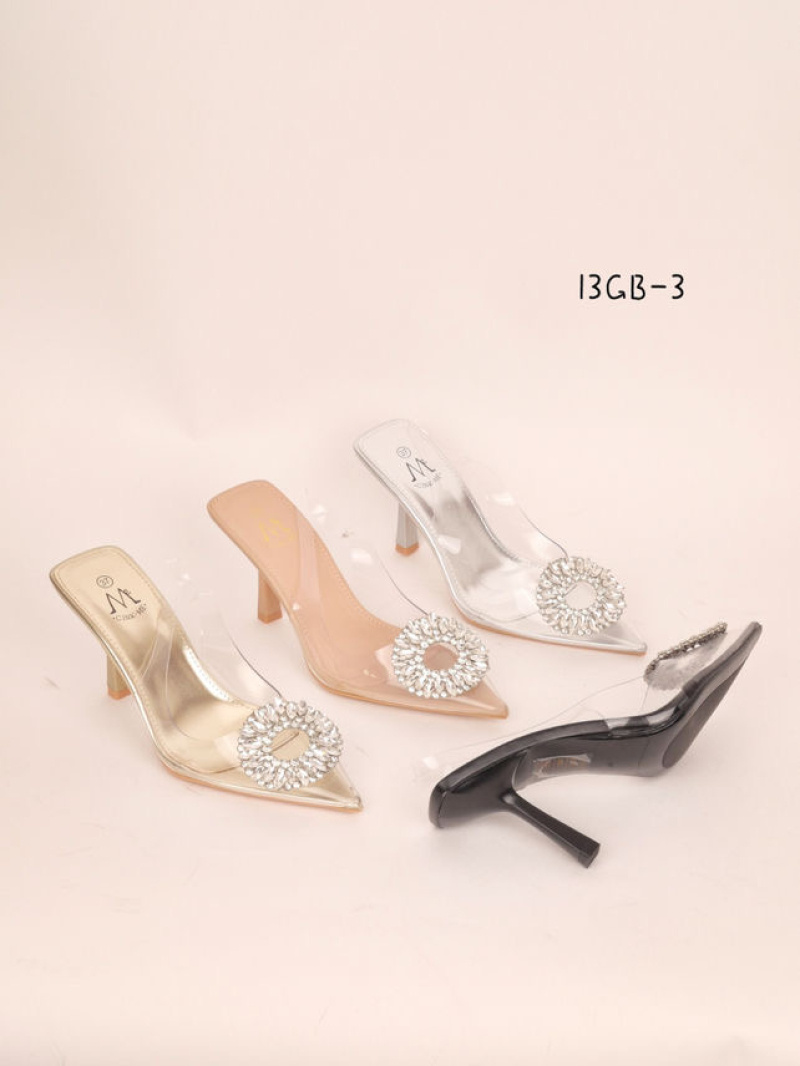 Wholesaler Cink Me - Translucent resin pumps with round rhinestone embellishment and open back