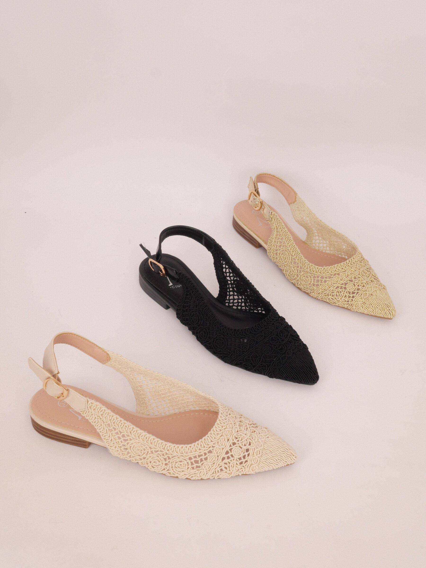 Wholesaler Cink Me - Slingback pumps with pointed end with rigid mesh patterns